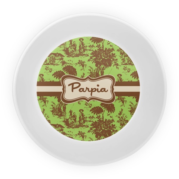 Green & Brown Toile Melamine Bowl - Center