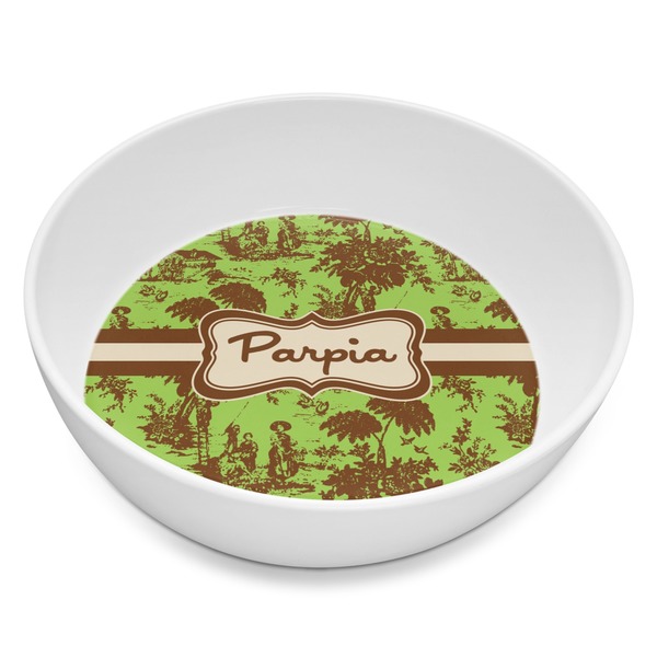 Custom Green & Brown Toile Melamine Bowl - 8 oz (Personalized)