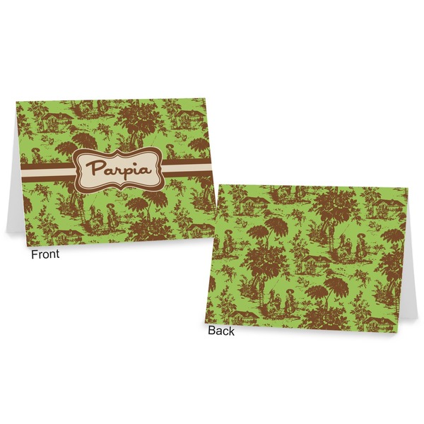Green & Brown Toile Postcard - Front and Back