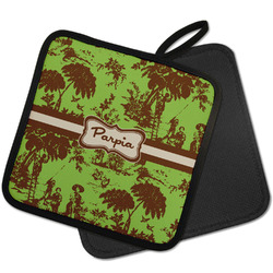 Green & Brown Toile Pot Holder w/ Name or Text