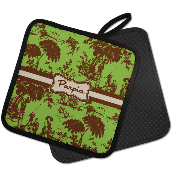 Green & Brown Toile Pot Holders - PARENT MAIN
