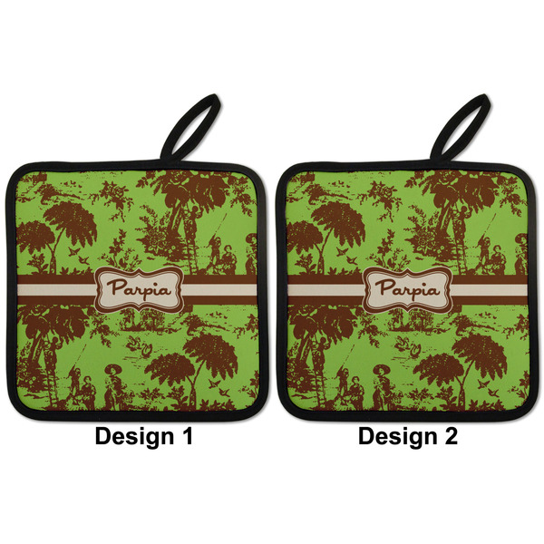 Green & Brown Toile Pot Holders - Set of 2 APPROVAL