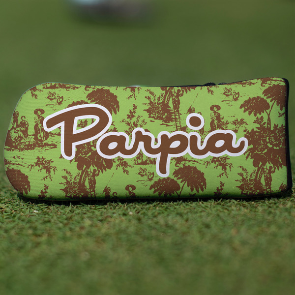 Custom Green & Brown Toile Blade Putter Cover (Personalized)