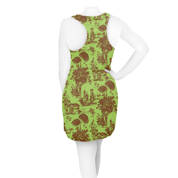 Green & Brown Toile Racerback Dress - On Model - Back