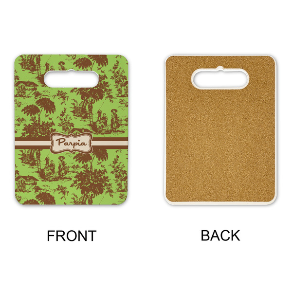 Green & Brown Toile Rectangle Trivet with Handle - APPROVAL