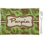Green & Brown Toile Glass Rectangular Appetizer / Dessert Plate (Personalized)