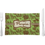 Green & Brown Toile Glass Rectangular Lunch / Dinner Plate (Personalized)