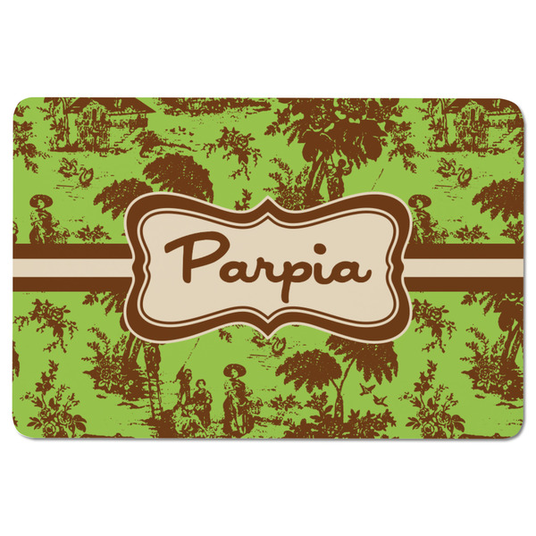 Green & Brown Toile Rectangular Fridge Magnet - FRONT