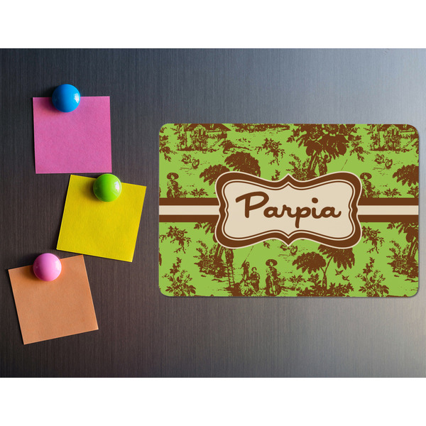 Green & Brown Toile Rectangular Fridge Magnet - LIFESTYLE