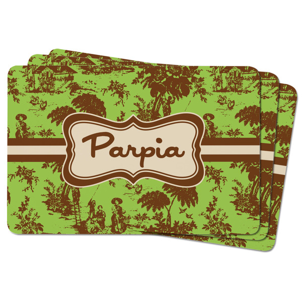 Green & Brown Toile Rectangular Fridge Magnet - THREE