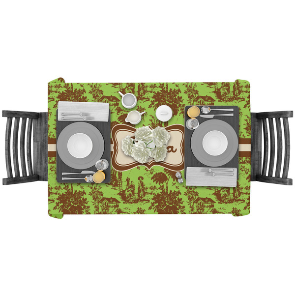 Green & Brown Toile Rectangular Tablecloths - LIFESTYLE