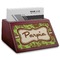Green & Brown Toile Red Mahogany Business Card Holder - Angle