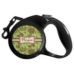 Green & Brown Toile Retractable Dog Leash - Large (Personalized)