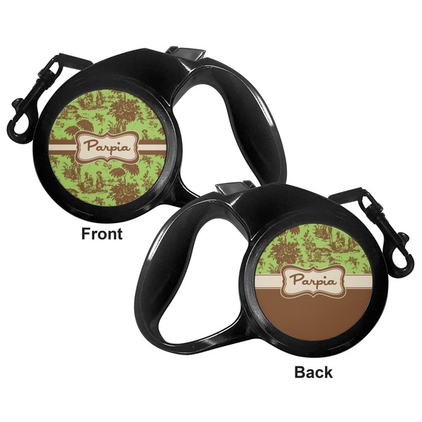 Green & Brown Toile Retractable Dog Leash - Medium Large - Apvl