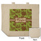Green & Brown Toile Reusable Cotton Grocery Bag - Front & Back View