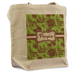 Green & Brown Toile Reusable Cotton Grocery Bag - Single (Personalized)
