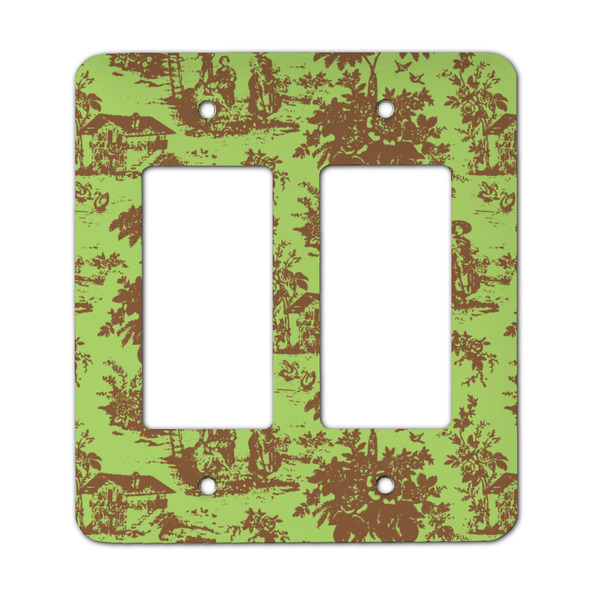 Custom Green & Brown Toile Rocker Style Light Switch Cover - Two Switch