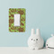 Green & Brown Toile Rocker Light Switch Covers - Single - IN CONTEXT
