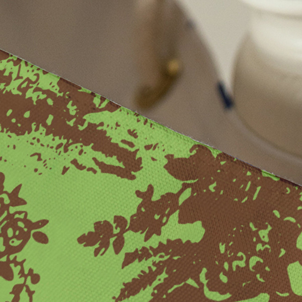 Green & Brown Toile Large Rope Tote - Close Up View