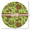 Green & Brown Toile Round Area Rug - Size