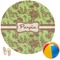 Green & Brown Toile Round Beach Towel (Personalized)
