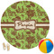 Green & Brown Toile Round Beach Towel (Personalized)
