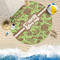 Green & Brown Toile Round Beach Towel Lifestyle