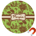 Green & Brown Toile Round Car Magnet - 6" (Personalized)