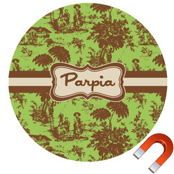 Green & Brown Toile Round Car Magnet - 6" (Personalized)