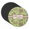 Green & Brown Toile Round Coaster Rubber Back - Main