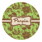 Green & Brown Toile Round Decal (Personalized)