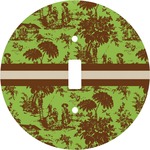 Green & Brown Toile Round Light Switch Cover