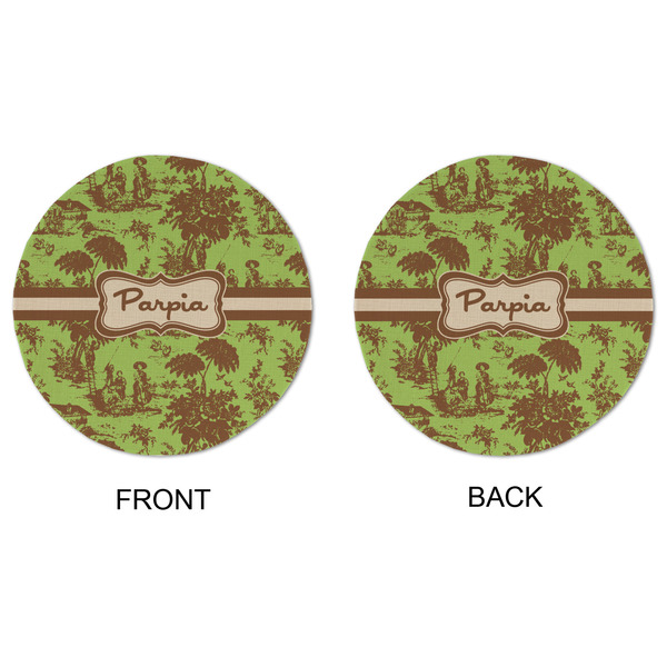 Green & Brown Toile Round Linen Placemats - APPROVAL (double sided)