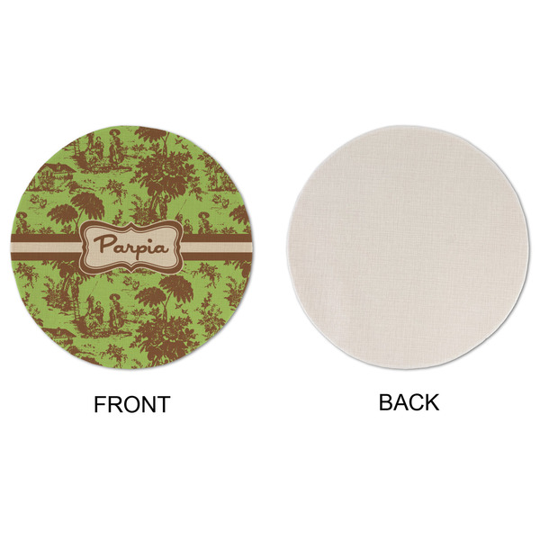 Green & Brown Toile Round Linen Placemats - APPROVAL (single sided)