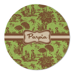 Green & Brown Toile Round Linen Placemat - Single Sided (Personalized)