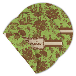 Green & Brown Toile Round Linen Placemat - Double Sided - Set of 4 (Personalized)