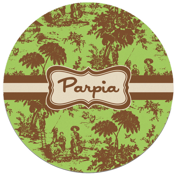 Green & Brown Toile Round Mousepad - APPROVAL