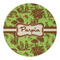 Green & Brown Toile Round Paper Coaster - Approval