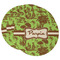 Green & Brown Toile Round Paper Coaster - Main