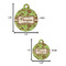 Green & Brown Toile Round Pet ID Tag - Large - Comparison Scale
