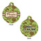 Green & Brown Toile Round Pet Tag - Front & Back