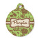 Green & Brown Toile Round Pet Tag