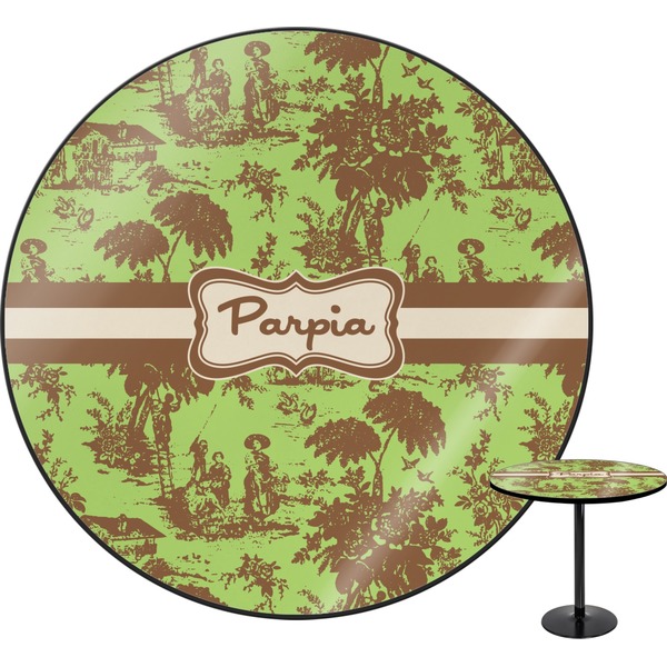 Custom Green & Brown Toile Round Table (Personalized)