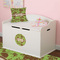 Green & Brown Toile Round Wall Decal on Toy Chest