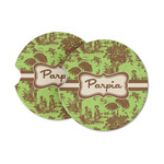 Green & Brown Toile Sandstone Car Coasters (Personalized)