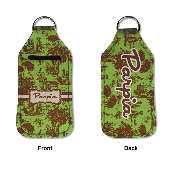 Green & Brown Toile Sanitizer Holder Keychain - Large APPROVAL (Flat)