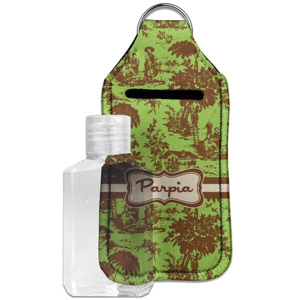 Custom Green & Brown Toile Hand Sanitizer & Keychain Holder - Large (Personalized)