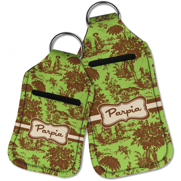 Green & Brown Toile Sanitizer Holder Keychain - Parent Main
