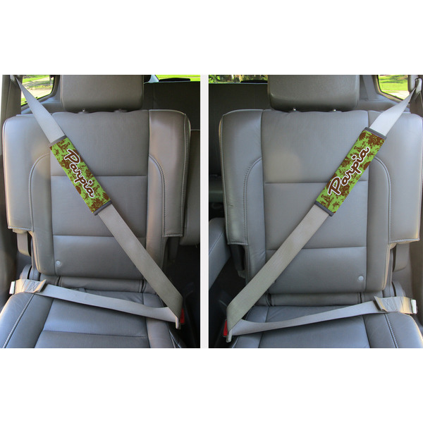 Green & Brown Toile Seat Belt Covers (Set of 2 - In the Car)