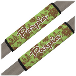 Green & Brown Toile Seat Belt Covers (Set of 2) (Personalized)